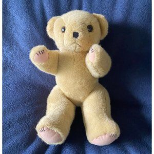 Vintage San Francisco Music Box Comp. musical jointed tan plush bear‎ Works!